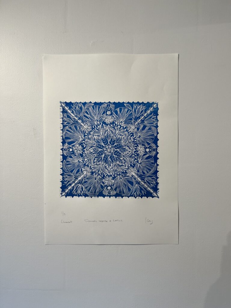 Scarab Beetle & Lotus, By Kay Shibuya