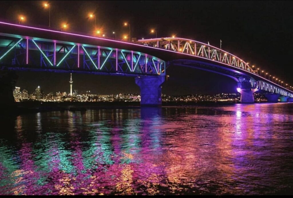 Auckland Harbour Bridge during Auckland Pride