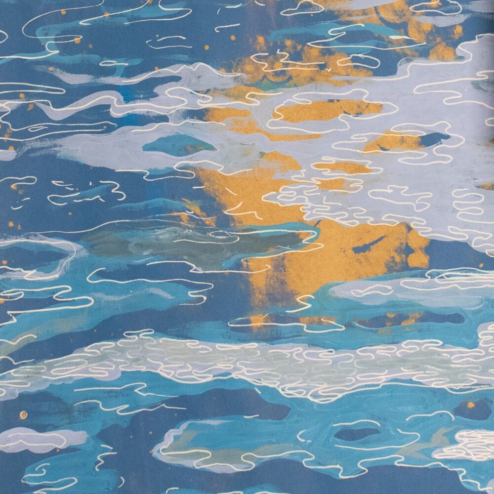 Untitled Ink by Mars Cook. Blue painting that looks like water.